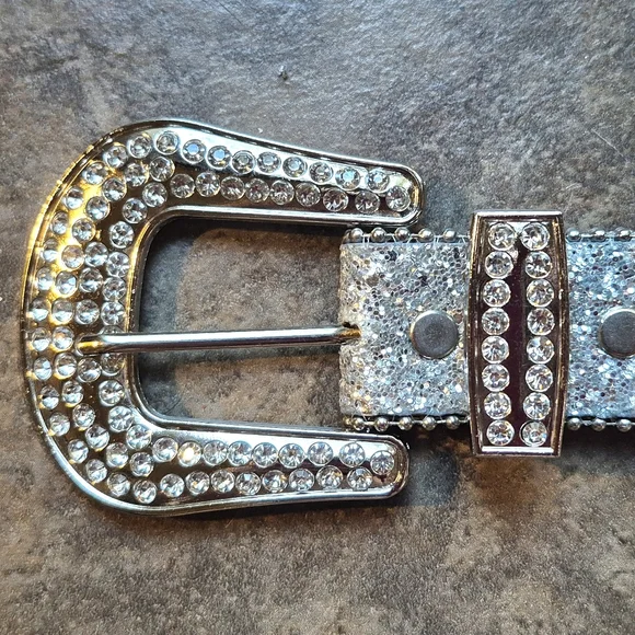 Silver Glitter Rhinestone Belt - Picture 10 of 12